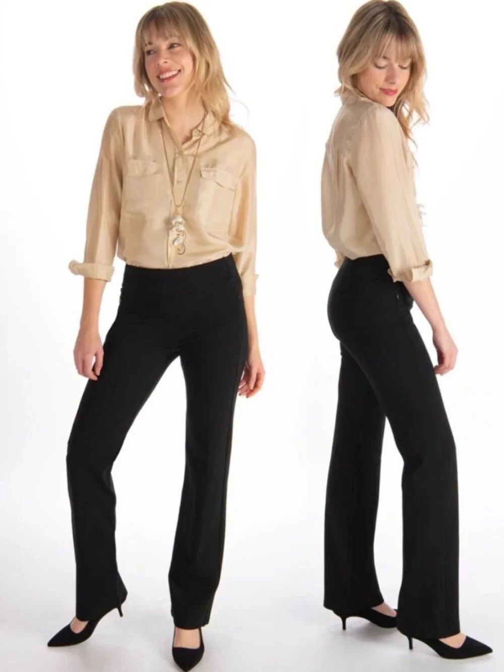 New Betabrand Black Straight Deep Pocket Dress Pant Yoga Pants Medium